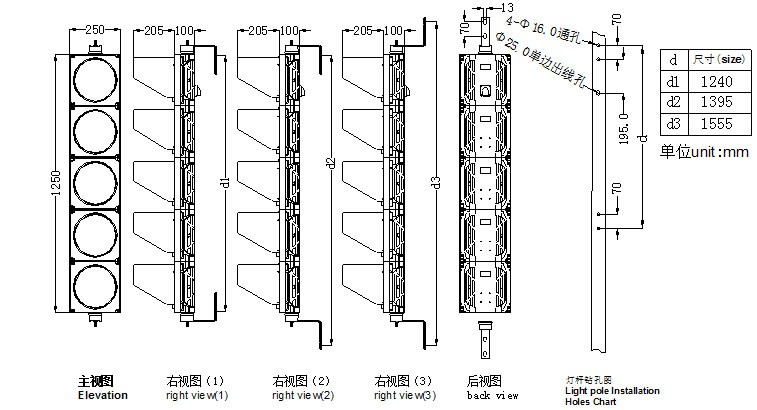 交通信號(hào)燈尺寸