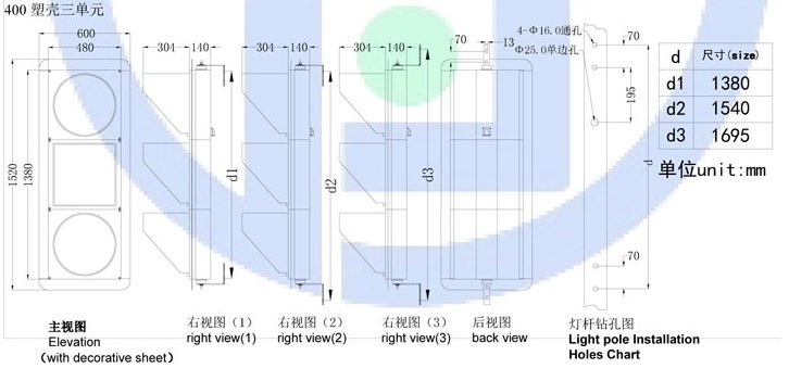 交通信號(hào)燈尺寸圖